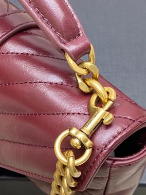 wholesale quality ysl bag 779430 jujube red oil wax leather